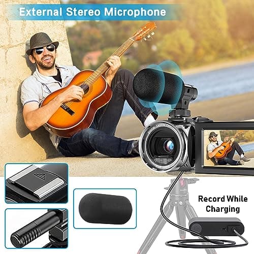 Rumyums Video Camera Camcorder UHD 4K 48 MP Vlogging Camera Recorder for YouTube TikTok 3 Inch IPS Screen 18X Zoom Camcorders Camera with Microphone for Kids,Teens,Students,Beginners (Black) 6