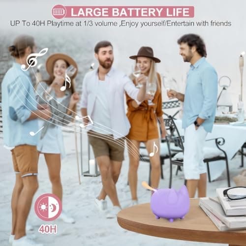 Svemei Small Bluetooth Speaker, Cute Cat Mini Wireless Speakers with Loud Stereo Sound, Built-in Mic, Super Bass, Dual Pairing, Portable Speaker for Teen Girl Birthday Gift (Purple) 6