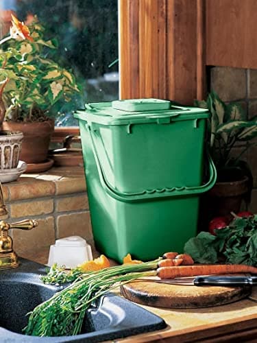 Gardeners Supply Company Compost Bin Kitchen Waste Countertop Pail | Odor-Free Compost Pail with Filter and Snap-Lock Lid for Organic Composting | Holds 1.5 Gallons of Food Scraps - 12-1/4" H x 9"