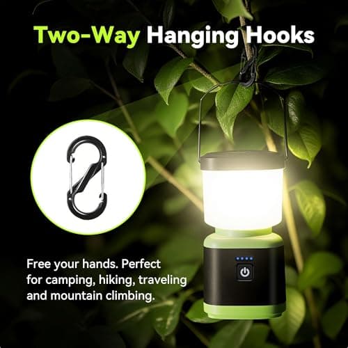 AlpsWolf Camping Lantern Rechargeable, Stepless Dimming LED Lantern, 4000mAh Rechargeable Lantern for Power Outages, IPX4 Waterproof Portable Camping Light, Green 1 Pack 5