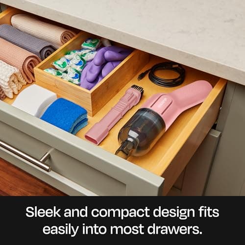 BUFF Cordless Handheld Vacuum, Rechargeable Car Vacuum Cleaner with Combo Crevice and Brush Tool Included, for Home, Office, Car, Pets - Pink 5