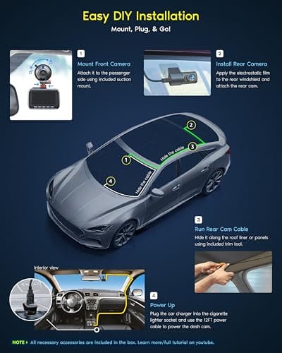 ROVE R2-4K DUAL Dash Cam Front and Rear, STARVIS 2 Sensor, FREE 128GB Card Included, 5G WiFi - up to 20MB/s Fastest Download Speed with App, 4K 2160P/FHD Dash Camera for Cars, 3" IPS, 24H Parking Mode 7