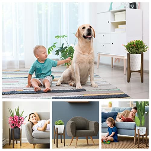 OERGKE Adjustable Plant Stand, Bamboo Mid Century Modern Indoor Plants Stands, Corner Flower Holder for Living Room, Fits 8 to 12 Inches Pots, (Pot & Plant Not Included)(Walnut, 1 Pack) 6