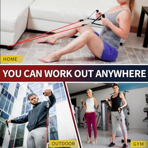 WHATAFIT Resistance Bands, Exercise Bands，Resistance Bands for Working Out, Work Out Bands with Handles for Men and Women Fitness, Strength Training Home Gym Equipment 5