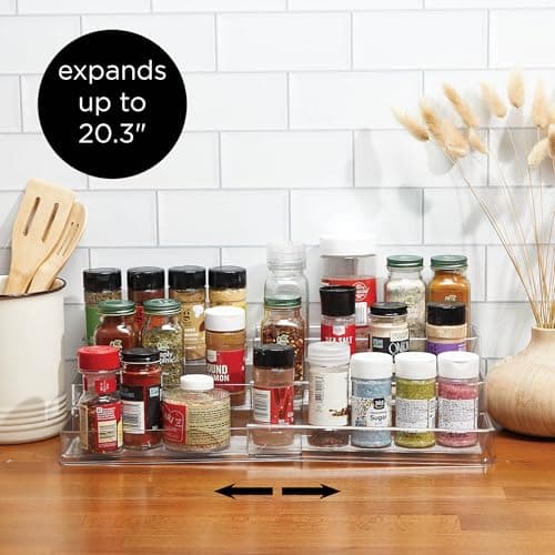 SIMPLEMADE 3-Tier Spice Rack Organizer - Versatile Storage Shelf for Kitchen, Bathroom, Bedroom & Office, Set of 1, Expandable Clear 5