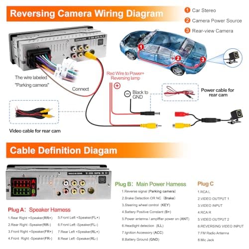 Single Din Car Radio with Apple CarPlay, Backup Camera，External Mic,Single Din Touchscreen Radio Supports Android Auto, Bluetooth, Dual Physical Knobs,SWC, EQ, FM Radio (Black) 8