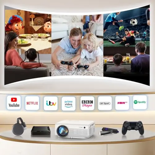 Projector with WiFi and Bluetooth [Electric Focus & Keystone] 4K Supported, Native 1080P 16000 Lux 5G Mini Portable Outdoor Movie Projector Compatible with TV Stick, Smartphone, Laptop, HDMI, USB 6