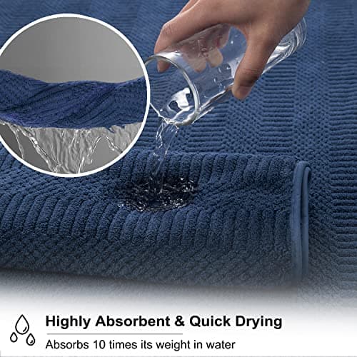 Oliven 8 Pcs Navy Oversized Bath Sheet Set-2 Large Bath Towel Sheets,2 Hand Towels,4 Washcloths 600GSM Soft Highly Absorbent Quick Dry Beach Chair Towels Woven Towel for Bathroom Hotel and Spa 5