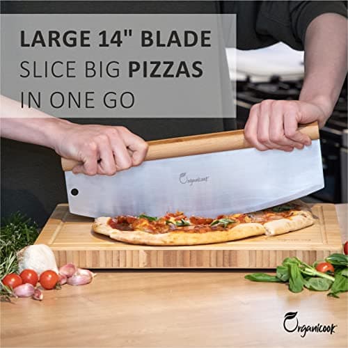 Organicook Pizza Slicer Rocker Cutter - 14" Pizza Knife Herb Cutter - Sharp Strong Blade. Best Alternative to Kitchen knife, Pizza Wheel, Pizza Scissors 6