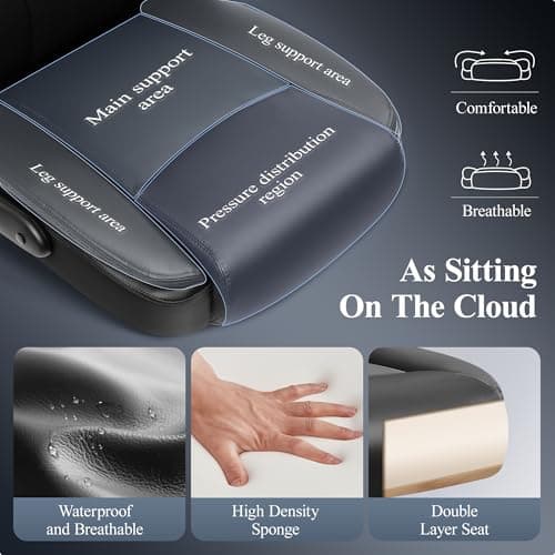 BestGlory Leather Office Chair, Big and Tall Office Chair Executive Breathable PU Computer Chair with Lumbar Support, High Back Home Office Desk Chair with Flip-up Armrests, Adjustable Headrest 5