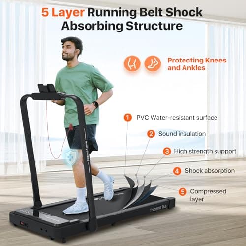 Mobvoi Home Treadmill Plus 3 in 1 Folding Treadmill Walking Pad 2.5HP Compact Under Desk Running Walking Machine for Home Office Remote Control LED Display Speaker Large Running Area 265LBS 7.6 MPH 7