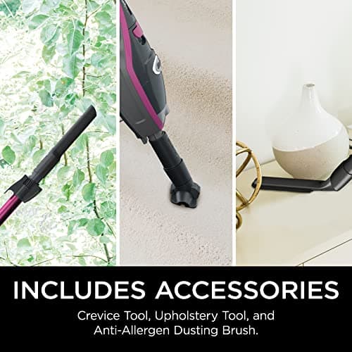Shark HV371 Rocket Pro DLX Corded Stick, Removable Hand Vacuum, Advanced Swivel Steering, XL Cup, Crevice Tool, Upholstery Tool & Anti-Allergen Dust Brush, Fuchsia, Capacity 11
