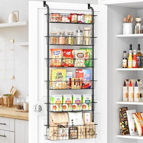 GGIU Over The Door Pantry Organizer Spice Rack: 6-Tier Metal over the Door Organizer - Pantry Organization and Storage - Hanging spice Rack Back Of Door Organizers