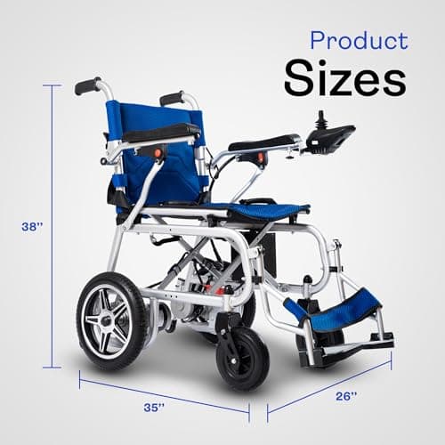 Burch Bike Artemis Pro Lightweight Foldable Electric Wheelchairs for Seniors - 2x250W Power Wheelchair - Travel/User Friendly Electric Wheelchairs for Seniors, Long Range Electric Wheelchair (Blue) 6