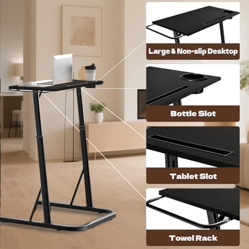 HOMELYM Treadmill Desk Small Adjustable Height Standing Desk for Walking Pad, Trainer Stand Table for Indoor Bike, 32/47 Inch Portable Bar for Treadmill Walking Pad Spin Bike Exercise Equipment 6