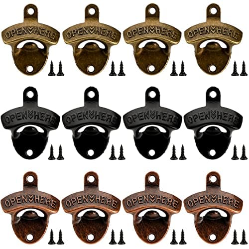 ZOOFOX 12-Piece Wall Mounted Vintage Metal Bottle Opener for Bar, KTV, Home and Outdoor