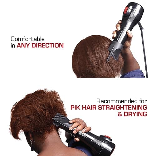 RED by Kiss Handle-Less 2200W Ceramic Tourmaline Hair Dryer, 3 Heat Settings, Pro Blow Dryer with Comb Attachment, Ionic for Frizz-Free Shine, Detangler & Straightening for 4C 6