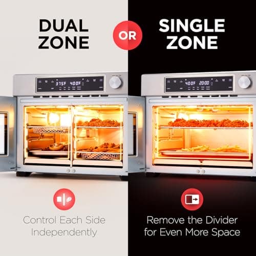 Ivation Dual Zone Air Fryer French Door Oven - 32 Quatity Convection Toaster Combo, 10-in-1 Multifunction Up to 450° - 1800W - Temperature Control, Timer - Stainless Steel - Dehydrate, Bake, Roast 5