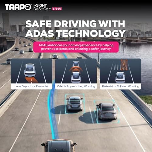 Trapo S650 Dash Cam 2K HDR 2560x1440P Front and Rear Dash Cam, Car Camera with ADAS, Voice Control, Super Capacitor, Parking Surveillance, Built-in GPS & Wi-Fi, 60 FPS Front + 30 FPS Rear 5