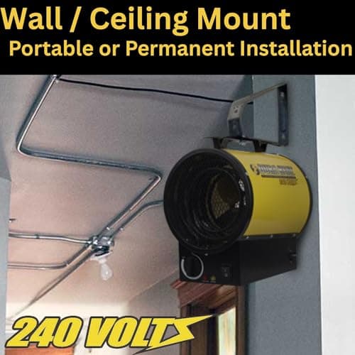 Dura Heat 240V Electric Industrial Garage, Workshop, Warehouse, Construction Heater, Wall/Ceiling Mount, 12,800 BTU, 3,750 Watt Forced Air Heater, Overheat Protection - Ideal for Garage & Workshop 7
