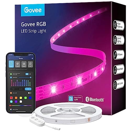 Govee 100ft LED Strip Lights, Bluetooth RGB LED Lights with App Control, 64 Scenes and Music Sync LED Strip Lighting for Bedroom, Living Room, Kitchen, Party, ETL Listed Adapter