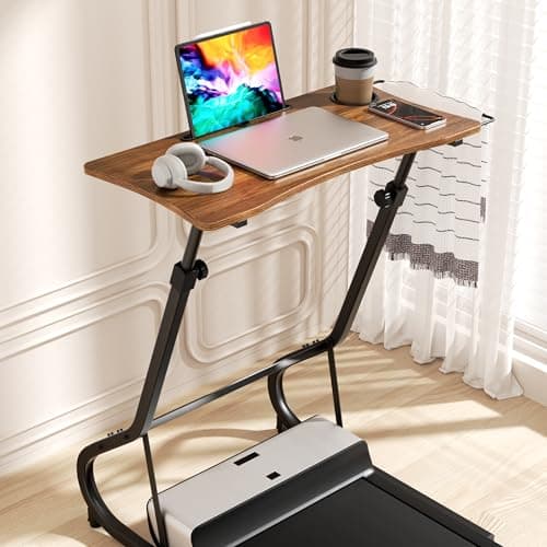 GRLEAF Adjustable Height Standing Desk for Walking Pad Treadmill, Desk for Laptop with Cup Holder, Desk for Bike/Cycling, Used for Bedrooms and Offices (Vintage Brown) 9