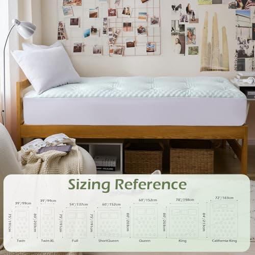 Hansleep Twin Mattress Pad Topper Memory Foam, Twin Foam Mattress Topper Viscose Derived from Bamboo, Twin Size Bed Mattress Pad Cover for Back Pain Relief, 39" x 75", White 6