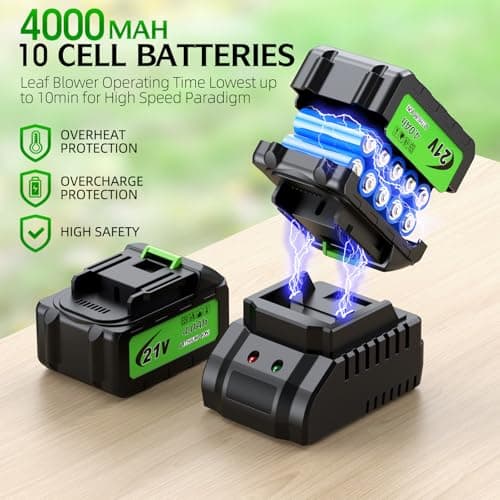 Electric Leaf Blower Cordless, 900,000 RPM, 2 x 4.0Ah Batteries & Charger, Handheld Leaf Blowers for Lawn Care, 5 Speed Mode 5