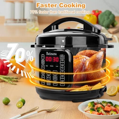 Electric Pressure Cooker: 5 Quart 8-in-1 Multi-Functional Built-in 12 Presets Programs Pressure Pot, Multi Cooker, Slow Cooker, Rice Cooker, Steamer, Sauté, Yogurt Maker, Warmer & Sterilizer 5
