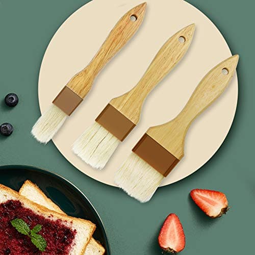 6 Pieces Pastry Brushes Basting Oil Brush for Cooking with Boar Bristles and Beech Hardwood Handles for Spreading Butter Cooking Baking BBQ Oil Brush(1 inch, 1.6 inch, 3 inch) 6