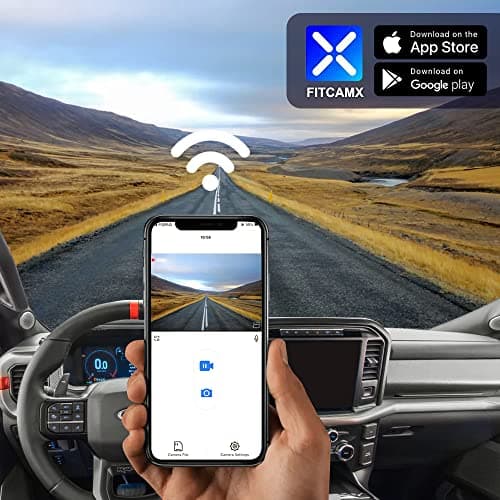 Fitcamx Front 4K+Rear 1080P Dash Cam Adapts for Ford F150 F250 2021-2025 Limited XLT XL Raptor Lariat Platinum King Ranch Tremor, OEM Look, Dual HD Video, WiFi&APP, Loop Recording, G-Sensor,128GB Card 6