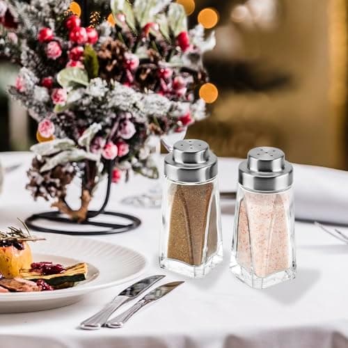 Glass Salt and Pepper Shakers Set - Aelga Salt Shaker with Stainless Steel Lid - Elegant Farmhouse Kitchen Decoration(2pcs) 7