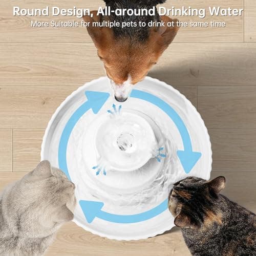 Ceramic Cat Water Fountain, 2.1L/70oz Ceramic Pet Water Fountain Automatic Cat Drinking Fountains Pet Water Bowl, Porcelain Cat Water Dispenser with Ultra-Quiet Pump for Cats and Dogs (White) 6