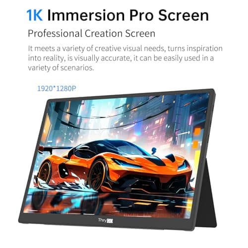 Thrygo 10.5" Portable Monitor, 3:2 1280P FHD IPS Display with HDR10, 420 Nits 60Hz, Dual USB-C & Mini HDMI, Adjustable Stand, Ultra-Slim Mini Screen for Laptop PC Phone Game Consoles Raspberry Pi 3