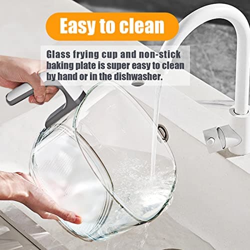 X&E 6-in-1 Glass Air Fryer,4.5QT Large Capacity, Up to 400°F High Heat,Food-Grade Borosilicate Glass,Easy-Clean Nonstick Basket, Smart Timer & Presets,Healthier, Less Oil Cooking 6