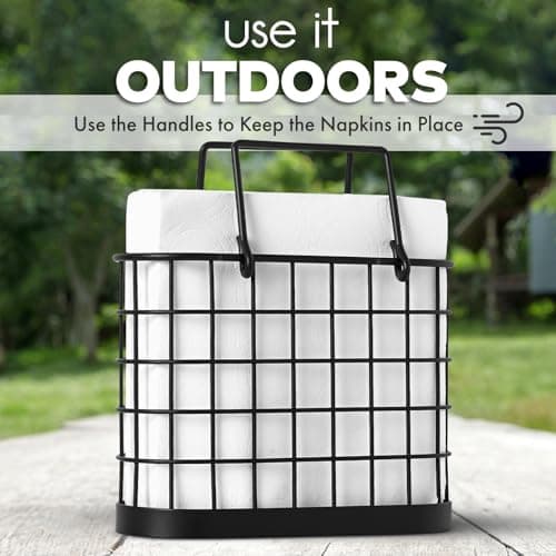 HOMECLASS6 Black Napkin Holder - Vintage Napkin Holders for Kitchen Farmhouse Decor. Upright Paper Napkin Holder for Tables, Bar, or Restaurant. Matte Black. 6