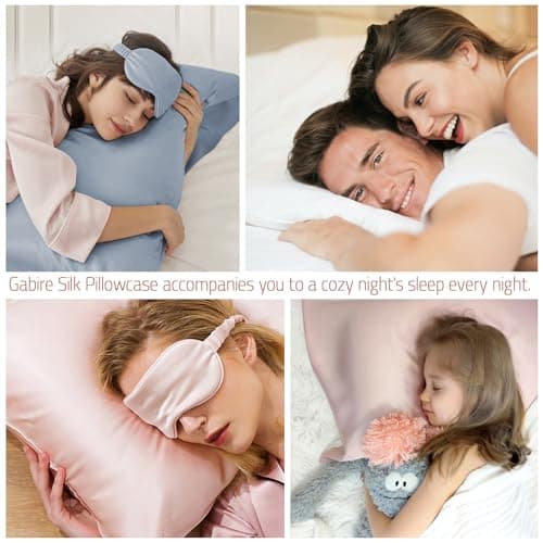 Gabire Mulberry Silk Pillowcase for Hair and Skin Prevent Acne Pillowcase Both Sides Real Silk Pillowcases Organic Silk Pillowcase with Hidden Zipper, White, Standard (20"×26") 5