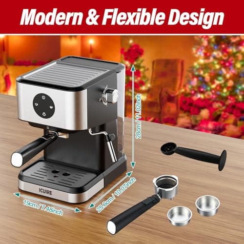 ICUIRE Espresso Coffee Machine 20 Bar With Milk Frother Steamer, 50oz Water Tank Coffee Maker for Latte, Mocha, Americano, Cappuccino, Espresso Maker Suit For Homemade Espresso Martini, Sliver 6