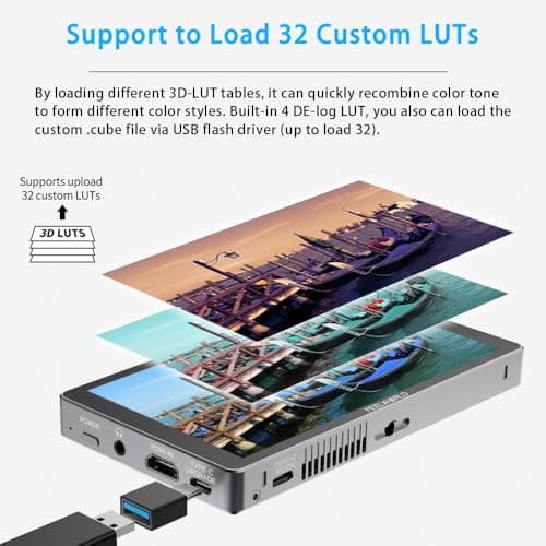 FEELWORLD P6XL 6 Inch Camera Monitor, 1200nit IPS Touch Screen 1920x1080 Built-in 3000mAh Battery Camera Field Monitor with Sunshade, Video Assist HDR Waveform Focus Peaking 3D LUT 4K HDMI 8