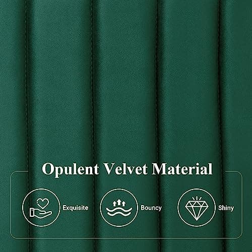 Allewie Queen Bed Frame, Velvet Upholstered Platform Bed with Adjustable Vertical Channel Tufted Headboard, Mattress Foundation with Strong Wooden Slats, Box Spring Optional, Easy Assembly, Green 7