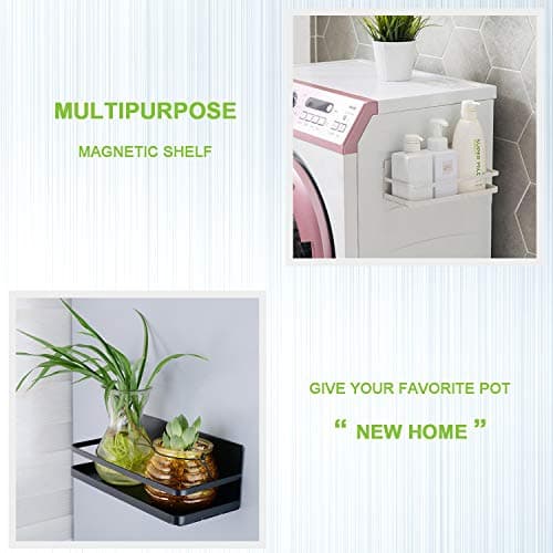 Magnetic Spice Rack, Thipoten Strong Magnetic Shelf with 2 Removable Hooks, Perfect Space Saver for Small Kitchen/ Apartment, Awesome Metal Cabinet for Holding Spices, Jars, Bottle, Beve(Black, 2Pack) 7