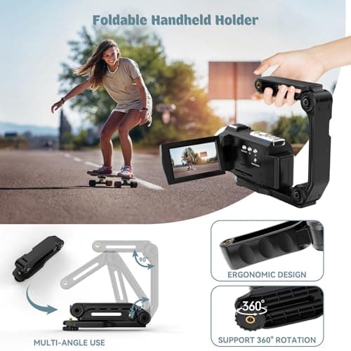 CUTELULY 4K Video Camera Camcorder 48MP UHD 60FPS WiFi IR Night Vision Vlogging Camera for YouTube 16X Digital Zoom Camera with External Microphone, Lens Hood, Stabilizer, Remote Control, 2 Batteries 6