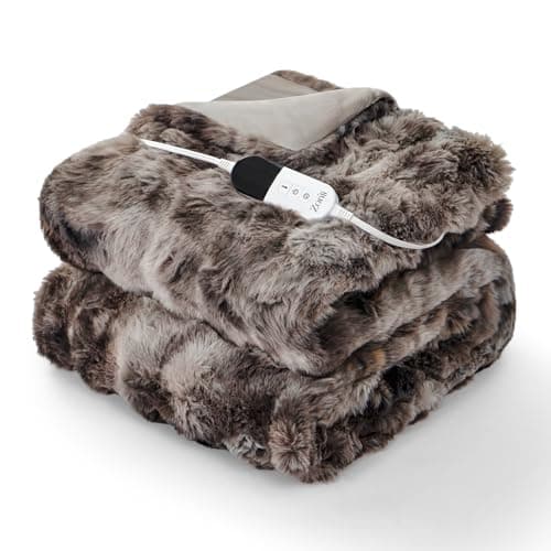 ZonLi 2-in-1 Weighted Heated Blanket for Back Pain, Heated Weighted Blankets(60”x80”,15lbs), 6 Heating Levels 1-10H Auto Off, Soft Bubble Fleece Washable, Queen Size Chirstmas Blanket for Family