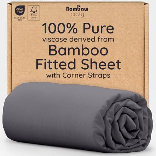 Bambaw 100% Viscose Derived from Bamboo Fitted Sheets King Size, Cooling Fitted Sheets King Size, 16’’ Deep Pocket King Size Fitted Sheet Only, Breathable King Size Bottom Fitted Sheet Only (Charcoal)