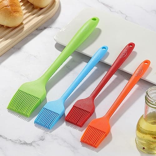 4PCS Silicone Basting Pastry Brush, MONGSEW Heat Resistant Food Brush Spread Oil Butter Sauce for BBQ Grill Baking Kitchen Cooking, BPA Free, Dishwasher Safe (Multicolor, 4 Pcs) 6