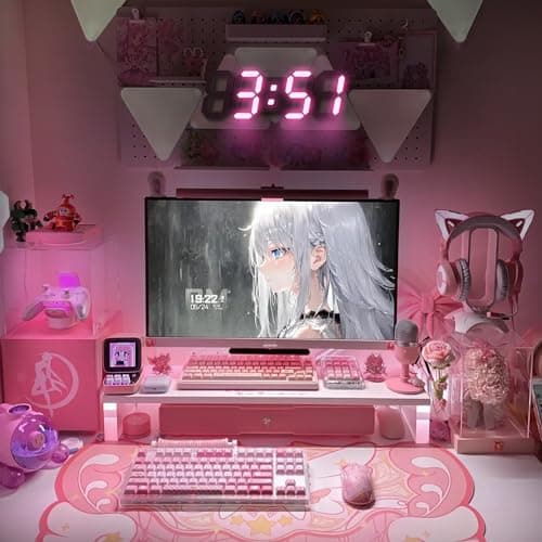 COVERY Pink Digital Wall Clock, 3D LED Desk Clocks, 10 '' Large Numbers for Girl Room - Alarm, Snooze, Temperature, Remote, Nightlight, Auto Brightness Lights, Valentines Gift 6