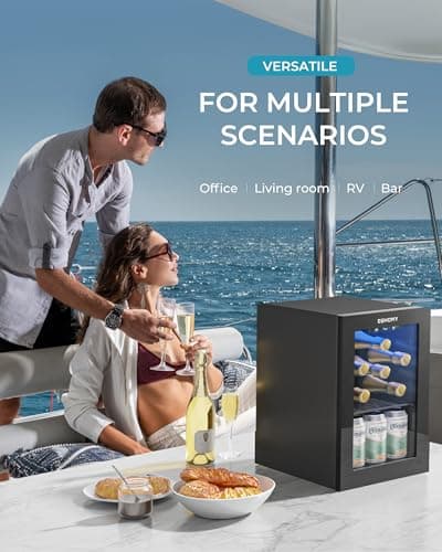 EUHOMY 18L Beverage Refrigerator Cooler, 24 Cans Mini Fridge with Quiet Compressor, Countertop Small Fridge with 40°F-61°F Digital Temperature Control, LED Lgiht for Home, Bar, Office 7