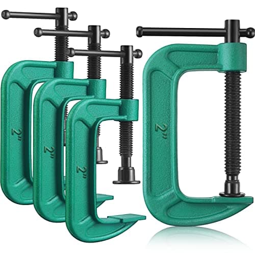 4 Pcs C Clamp Set 2 Inch Heavy Duty G-Clamps Automotive and Wood Working Clamps with Jaw Opening Sliding for DIY Carpentry Woodworking Welding and Building(2 Inch, Green)