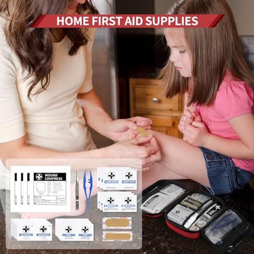 RHINO RESCUE 149 PCS Medium First Aid Kit, Water-Resistant Hard Case, Emergency Medical Supplies Bag for Camping, Hiking, Car, Travel, Home & Office 6
