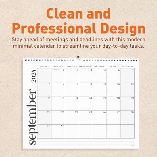 S&O Modern Minimal Wall Calendar from January 2024-June 2025 - Tear-Off Monthly Calendar - 18 Month Academic Wall Calendar - Hanging Calendar to Track Anniversaries & Appointments - 13.5"x10.5”in 5